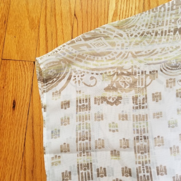 Chicos Georgette Poncho White Brown Multi L/XL - Picture 4 of 5